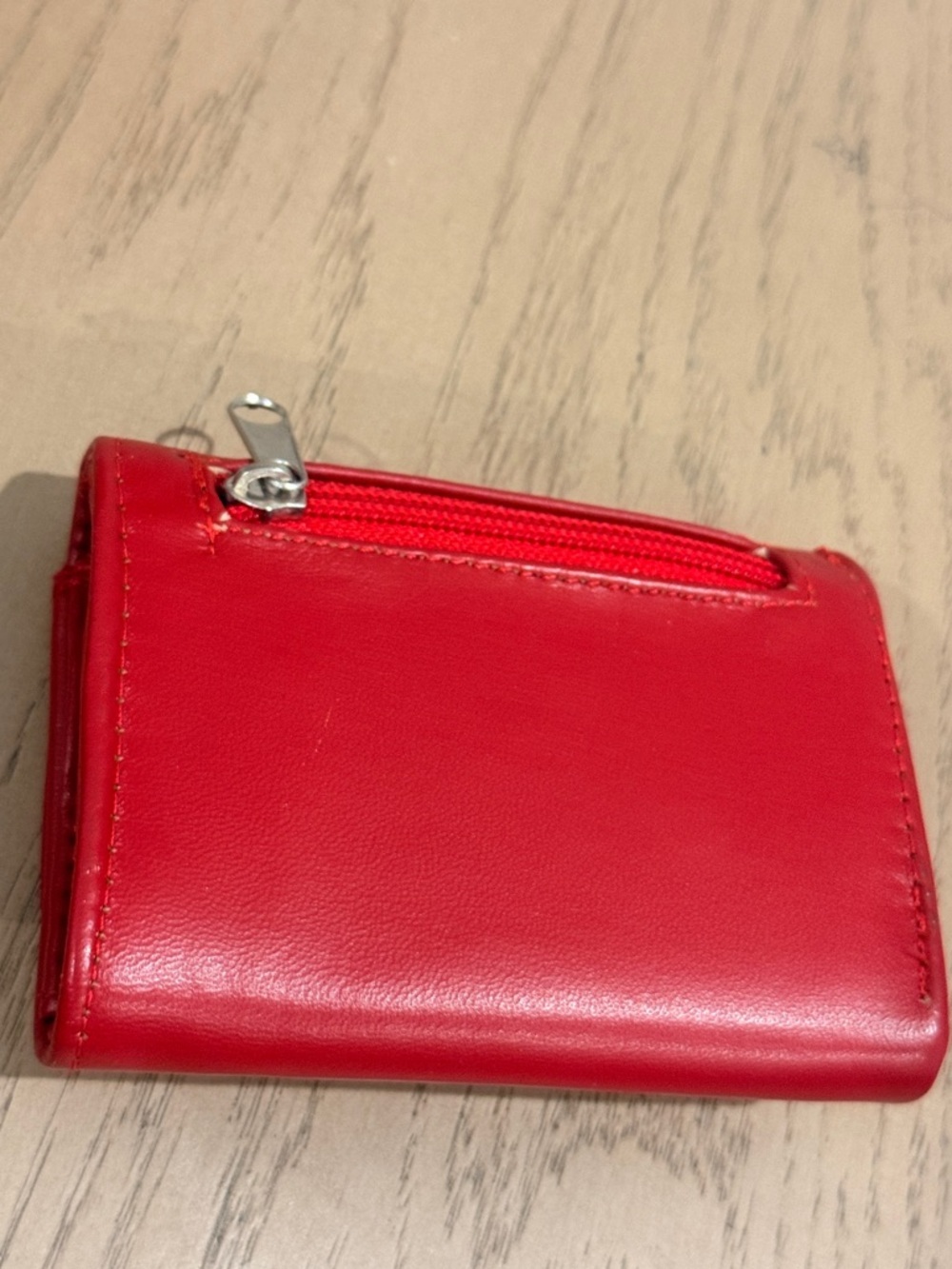 Red Leather Wallet with Silver Accent - Picture 3 of 7